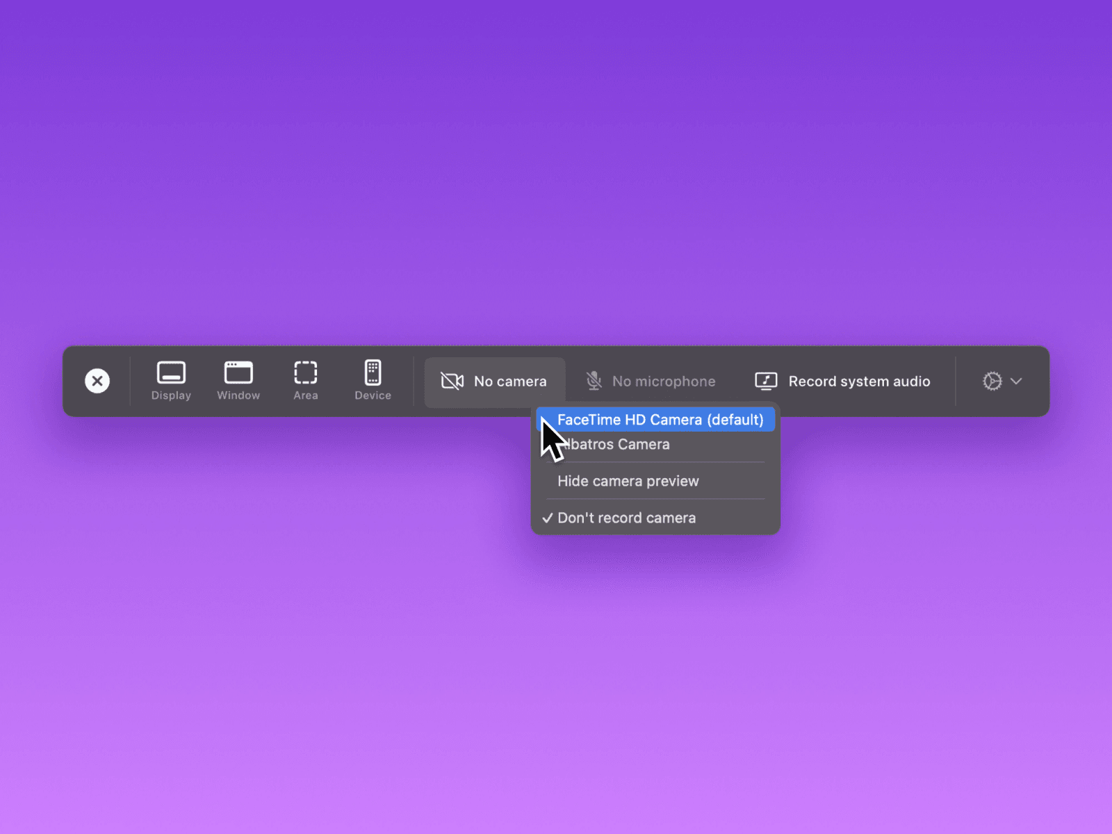 选择摄像头设备